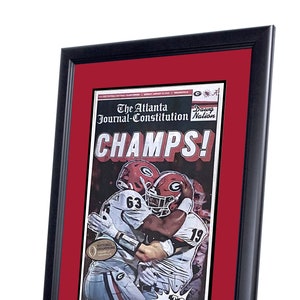 Framed Newspaper - 2022 Atlanta Journal Constitution Georgia Bulldogs NCAA Championship - Champs