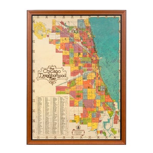 Mapa del barrio de Chicago enmarcado, segunda edición