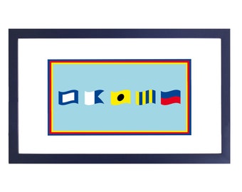 Print Framed & Ready To Hang - Write Your Name In Nautical Flags