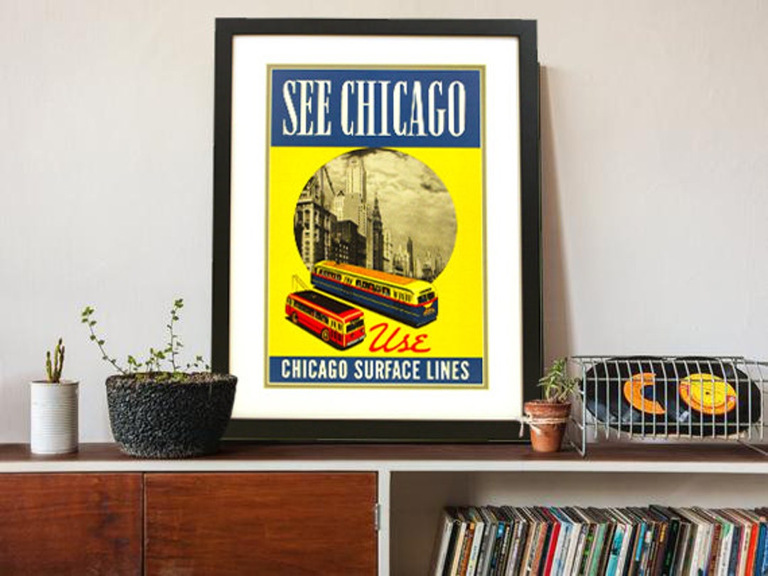 Framed Chicago Art Chicago Transit see Chicago II Etsy