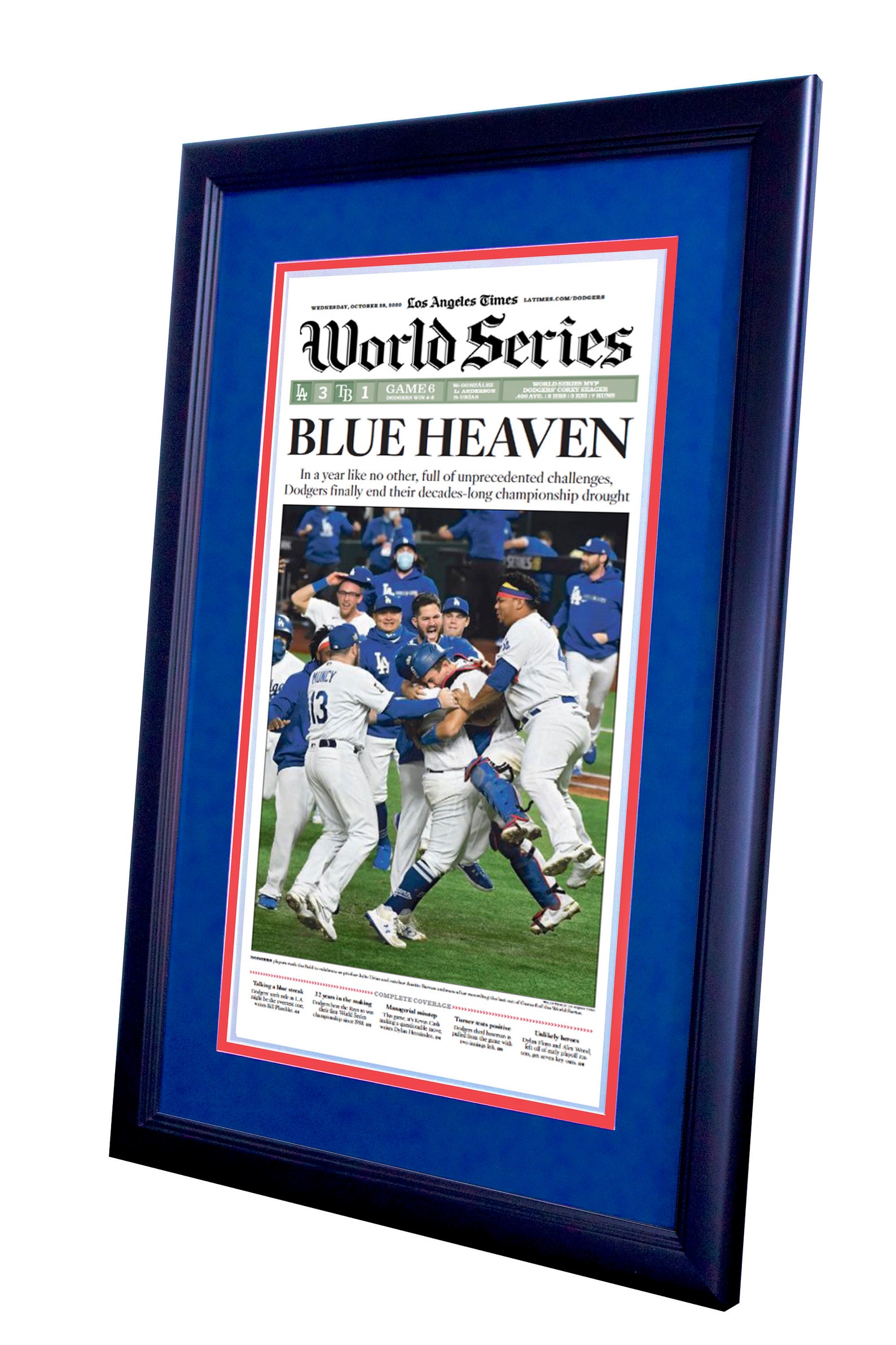 Framed Newspaper Cover 2020 The LA Times Dodgers MLB World Etsy