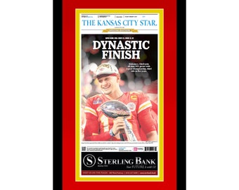 Framed Newspaper Cover - 2024 Kansas City Chiefs Super Bowl Championship - Dynastic Finish
