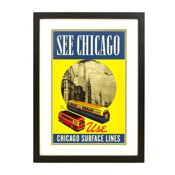 Framed Chicago Art - Chicago Transit (see Chicago II) - Etsy Framed Chicago Art - Chicago Transit (see Chicago II) - Etsy