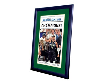 Framed Newspaper Cover - 2021 Journal Sentinel Milwaukee Bucks NBA Champions