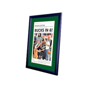 Framed Newspaper Cover - 2021 Journal Sentinel Milwaukee Bucks NBA Champions - Bucks In 6