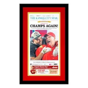 Framed Newspaper Cover - 2023 Kansas City Star Chiefs Super Bowl Championship - Champs Again