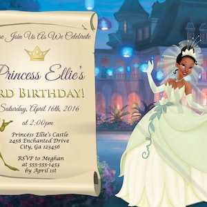Princess and the Frog Invitation, Princess Tiana Invite, Tiana Birthday Invitation, Disney Princess, Custom Digital Invitation, New Orleans
