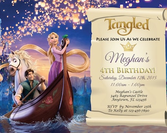 Invitación de cumpleaños de Rapunzel: Invitaciones personalizadas para fiesta de Enredados (archivo digital)