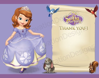 Tarjeta de agradecimiento de Sofia the First, imprimible (archivo digital)