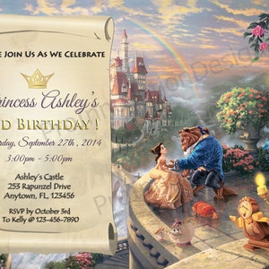 La bella e la bestia, invito di Belle - Invito di compleanno di Bella e la bestia - 5x7 o 4x6 File digitale personalizzato personalizzato Belle