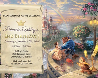 Invitación de cumpleaños de La Bella y la Bestia, Princesa Bella (Archivo digital)