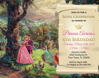 Invitación de cumpleaños de la Princesa Aurora – Archivo digital personalizado (5x7 o 4x6)