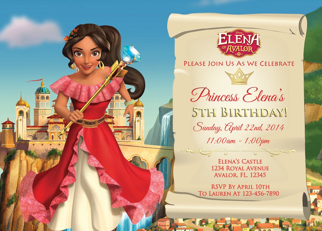 Elena of Avalor Invitation - Elena of Avalor Birthday Invitation - 5x7 ...