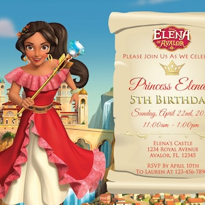 Elena of Avalor Invitation - Elena of Avalor Birthday Invitation - 5x7 or 4x6 - Custom, Personalized Digital File,Princess Elena, Printable