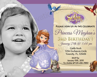 Invitación de cumpleaños de Sofia the First – Fiesta de Princesas (Archivo digital)