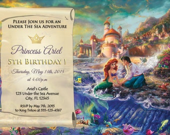 Invitación de cumpleaños de Ariel – Fiesta de La Sirenita, personalizada (archivo digital)