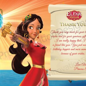 Elena di Avalor Biglietto di ringraziamento. 5x7, 4x6 File digitale Biglietto di ringraziamento stampabile per il compleanno