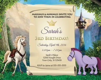 Invitaciones de cumpleaños de caballos - Máximo y Mínimo, personalizadas (archivo digital)