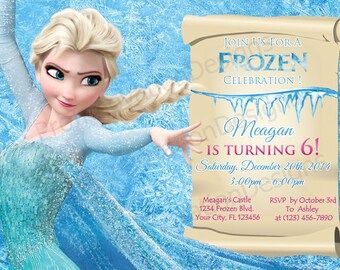 Invitación de cumpleaños de Elsa Frozen: Invitaciones personalizadas para fiesta (archivo digital)