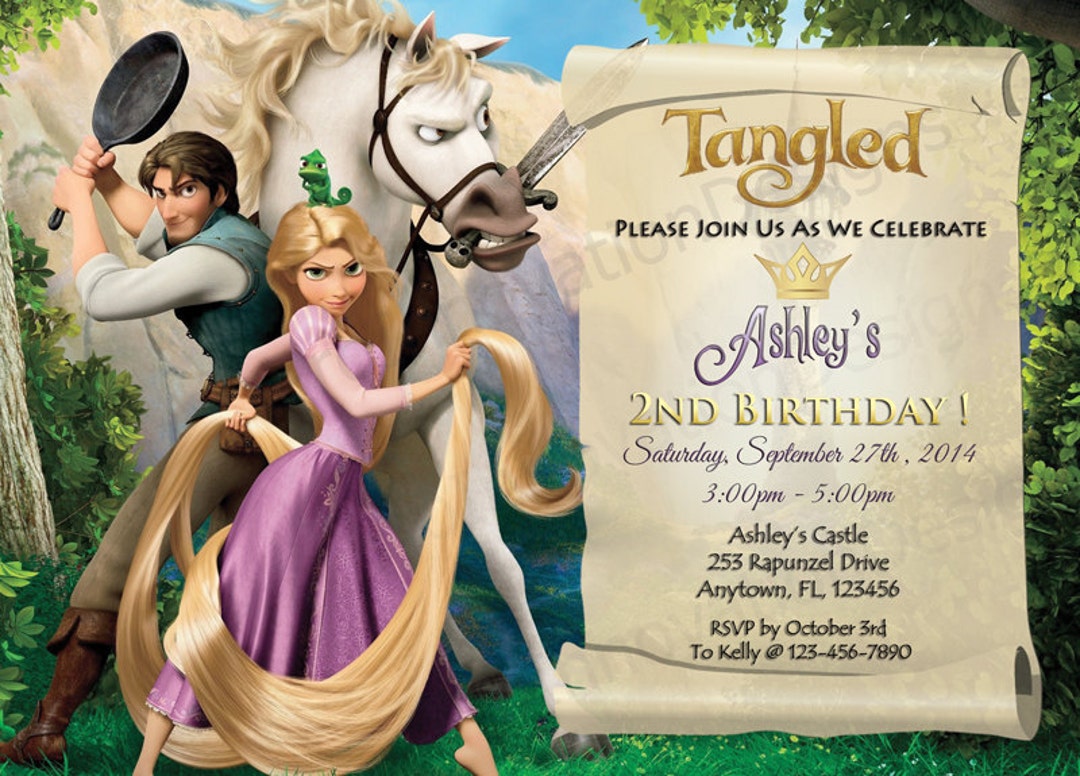 Disney s Tangled Rapunzel Invitation Tangled Birthday Invitation