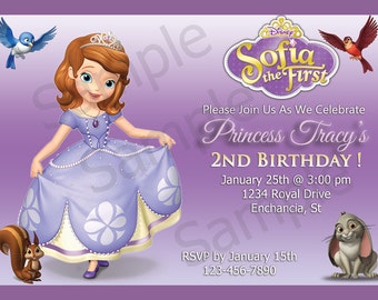 Invitación de cumpleaños de Sofia the First, Fiesta de Princesa Morada (Archivo digital)