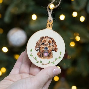 Custom Pet Portrait Christmas Tree Decoration // Personalized Pet Ornament // Pet ornament // Pet Bauble image 1