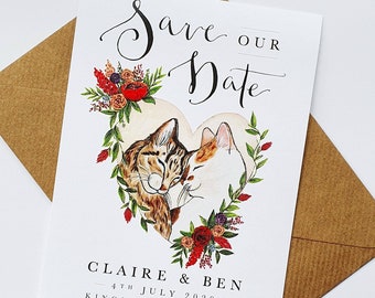 Save the Date Cards Love Cats // Cat themed wedding stationery // Cat Save the Dates // Cat Wedding