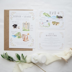 Illustrated Story Wedding Invitations // Custom Illustrated Wedding Invites image 1