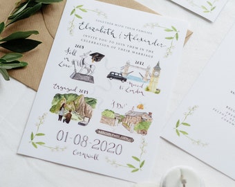Printable Wedding Invitations // Save the Dates // Printable Custom Illustrated Story Wedding