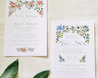 Floral wedding invitation design // Personalized floral wedding invites