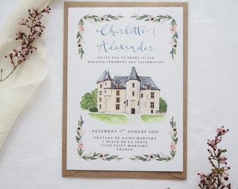 Wedding Invitations Custom Illustrated Venue