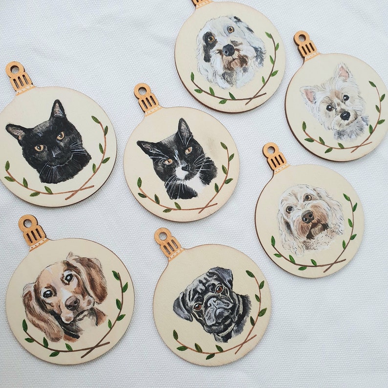 Custom Pet Portrait Christmas Tree Decoration // Personalized Pet Ornament // Pet ornament // Pet Bauble image 8