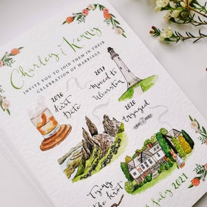 Illustrated Story Wedding Invitations // Custom Illustrated Wedding Invites image 3
