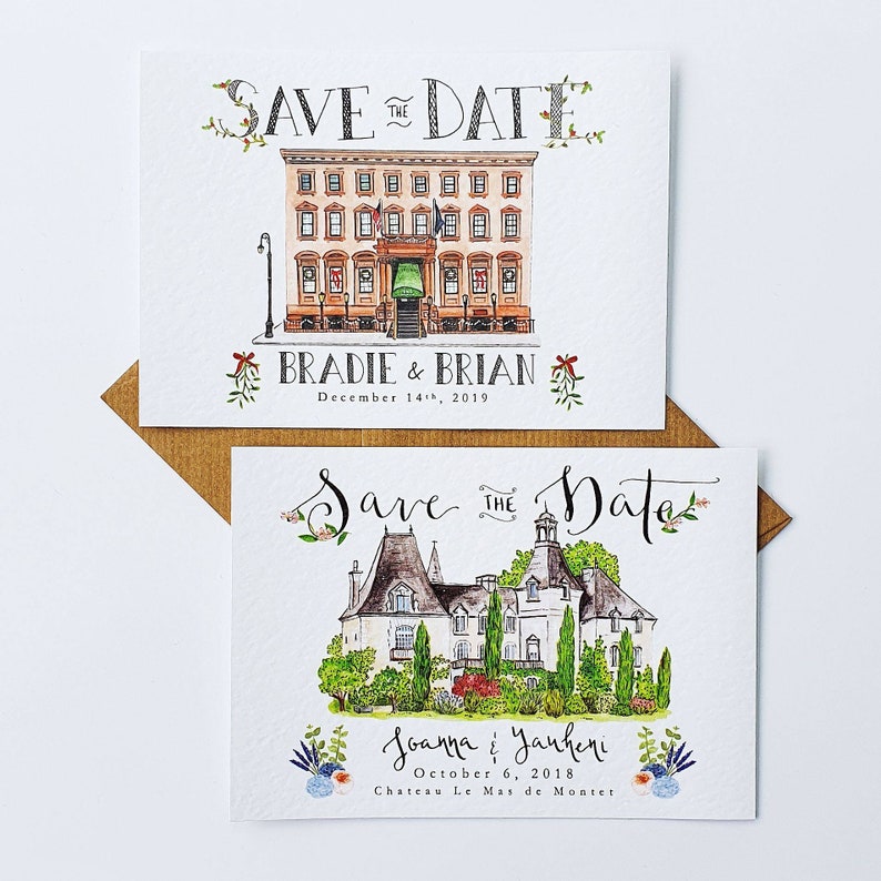 Save the Date Cards // Custom Illustrated Venue Save the Dates image 9