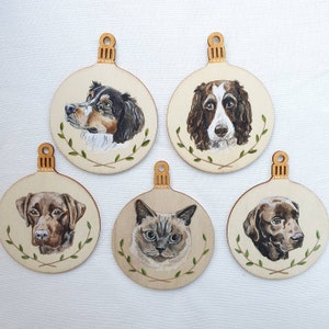 Custom Pet Portrait Christmas Tree Decoration // Personalized Pet Ornament // Pet ornament // Pet Bauble image 4