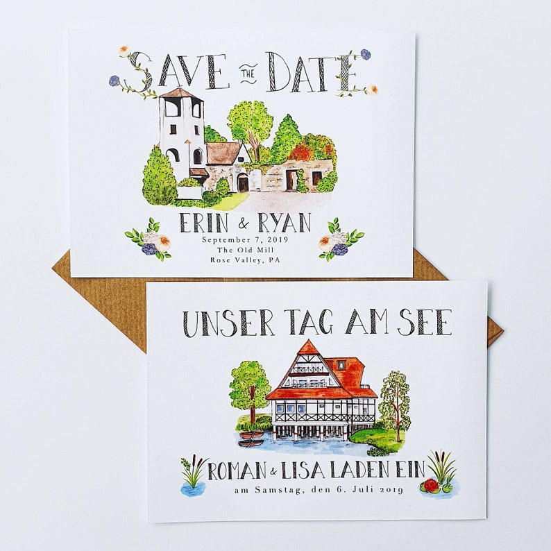 Save the Date Cards // Custom Illustrated Venue Save the Dates image 7