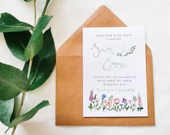 Wildflower wedding invitation design // Personalized wildflower wedding invites