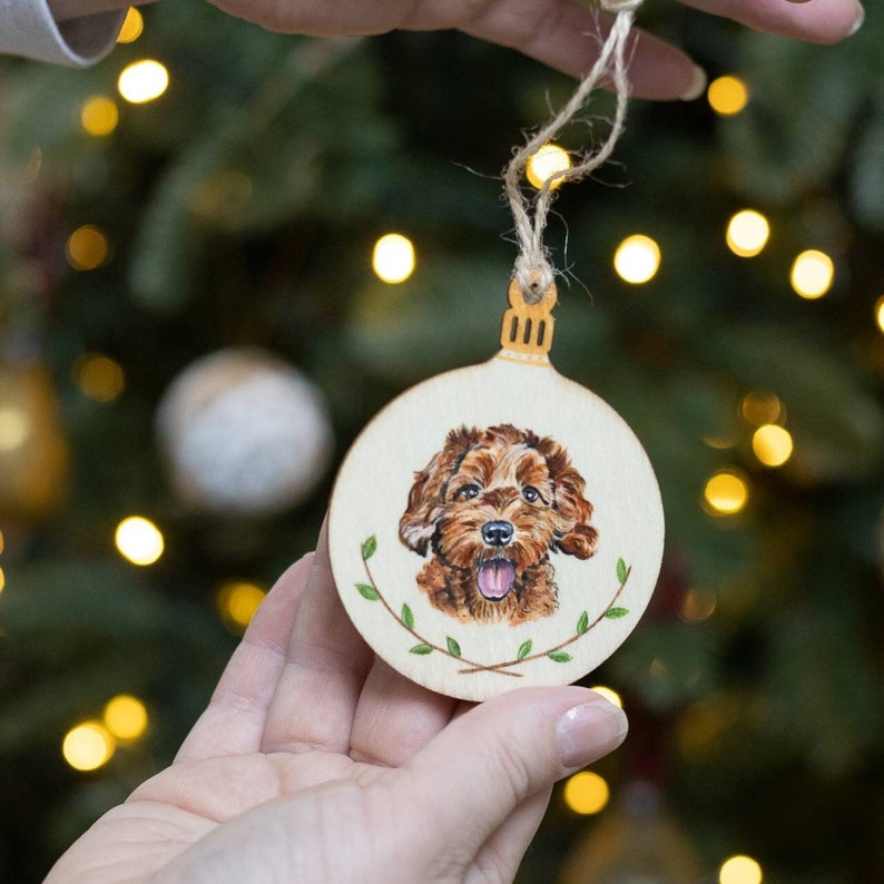 Custom Pet Portrait Christmas Tree Decoration // Personalized Pet Ornament // Pet ornament // Pet Bauble image 1