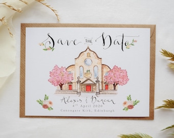 Save the Date // Printable Custom Illustrated Venue Wedding Stationery