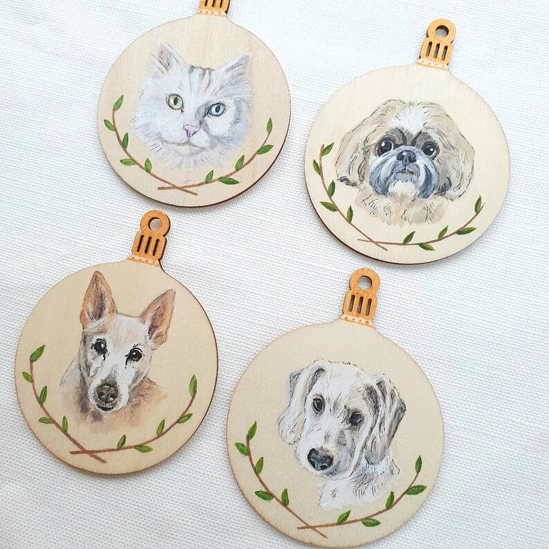 Custom Pet Portrait Christmas Tree Decoration // Personalized Pet Ornament // Pet ornament // Pet Bauble image 5