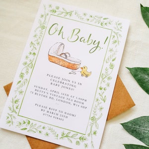 Illustrated Baby Shower Invites // chinoiserie // Pregnancy announcement // Baby Shower Party image 2