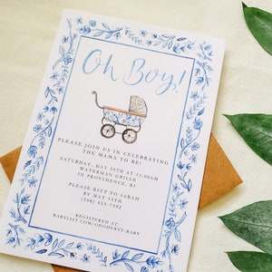 Illustrated Baby Shower Invites // chinoiserie // Pregnancy announcement // Baby Shower Party image 4