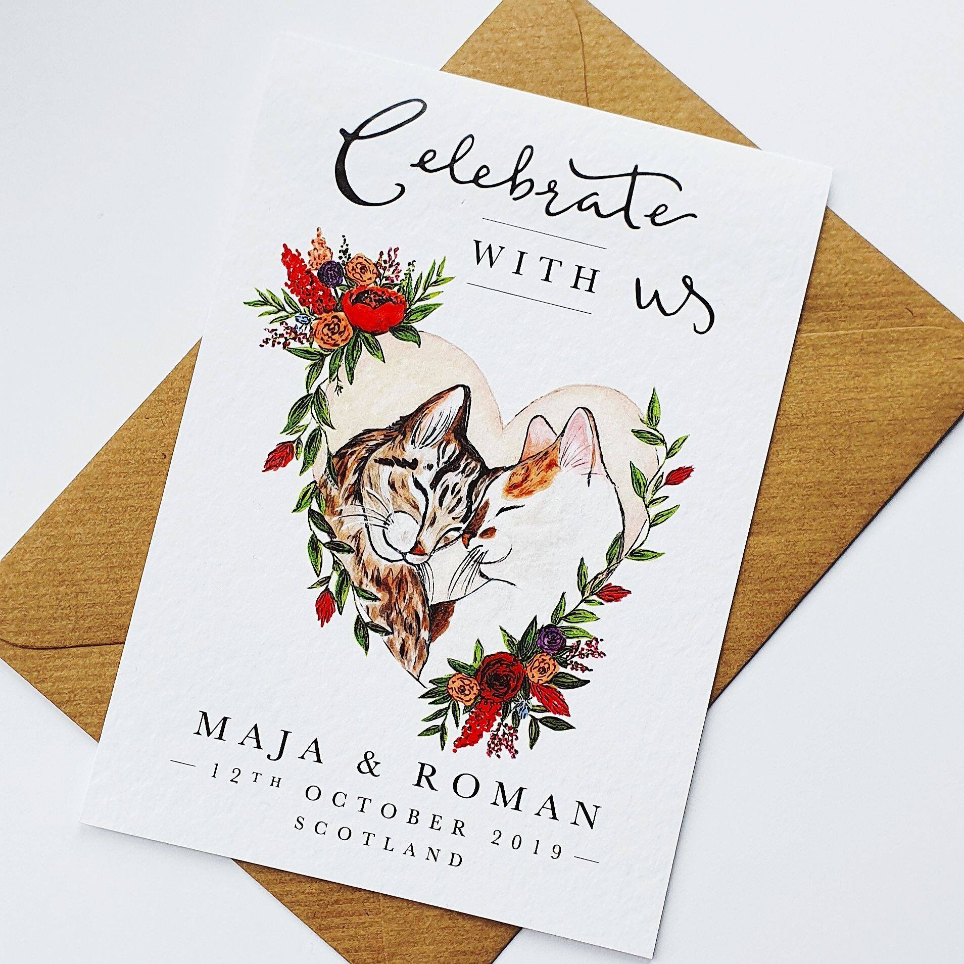 Save the Date Cards Love Cats // Cat Themed Wedding Stationery