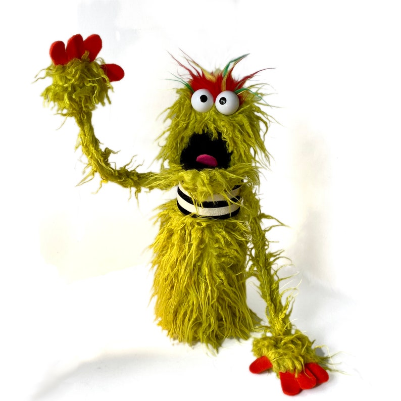 Green Shaggy Chin Pro Monster Hand Puppet image 8