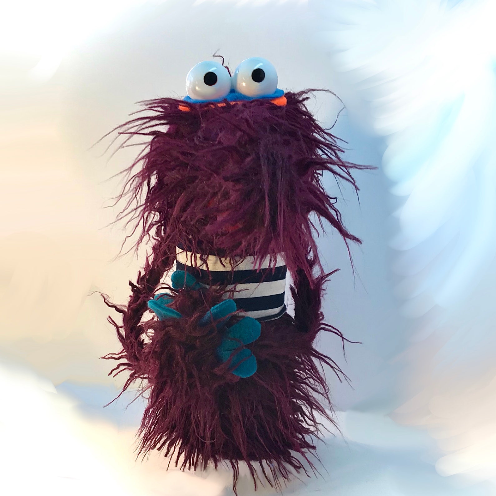 Burgundy Shaggy Shnozpro Professional Monster Hand Puppet Etsy