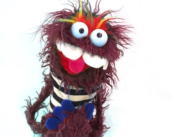 Burgundy Shaggy Fuzz Pro Monster Hand Puppet