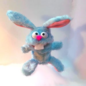 Blue Bunny Rabbit Hand Puppet