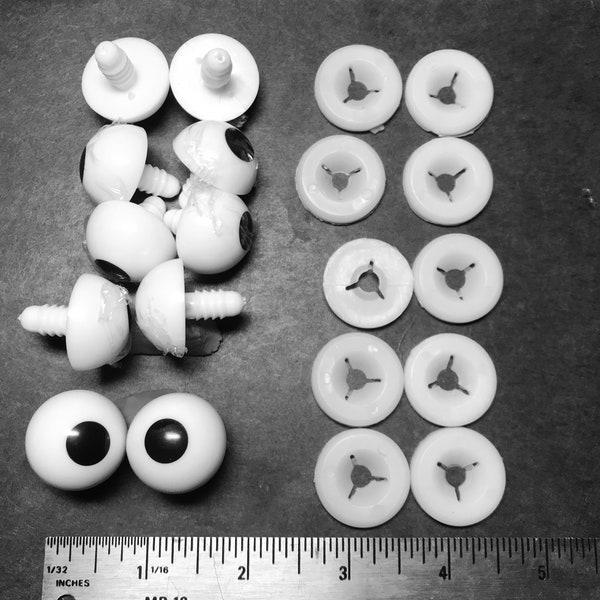 Cinque (5) paia di piccoli occhi da burattino. Occhi da 10 x 24 mm