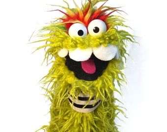 Green Shaggy Fuzz Pro Monster Hand Puppet