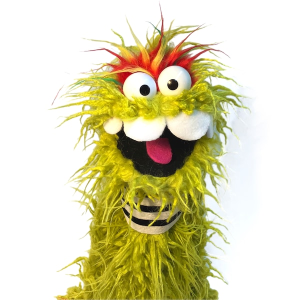 Green Shaggy Fuzz Pro Monster Hand Puppet